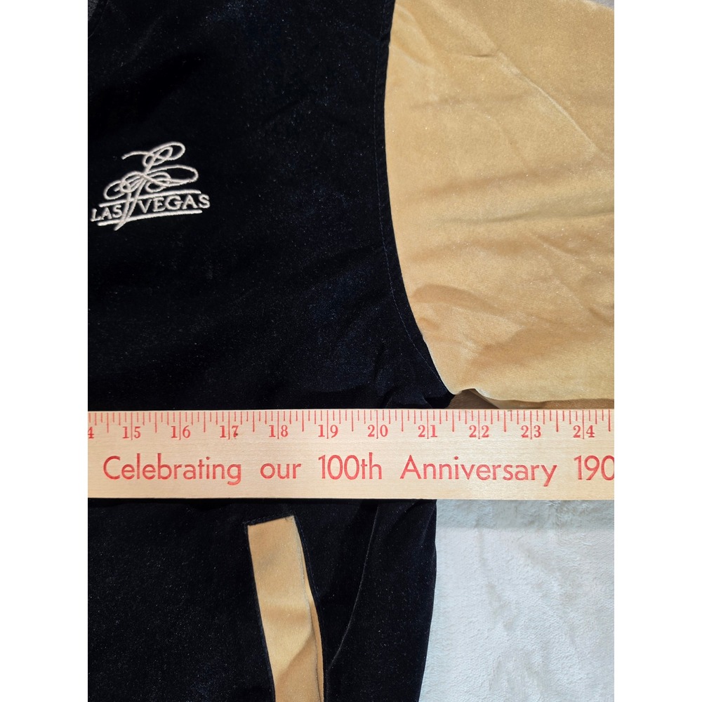 Vintage Lulu Las Vegas Velvet Bomber Jacket Mens Black Tan Varsity Full Zip S - Picture 8 of 9